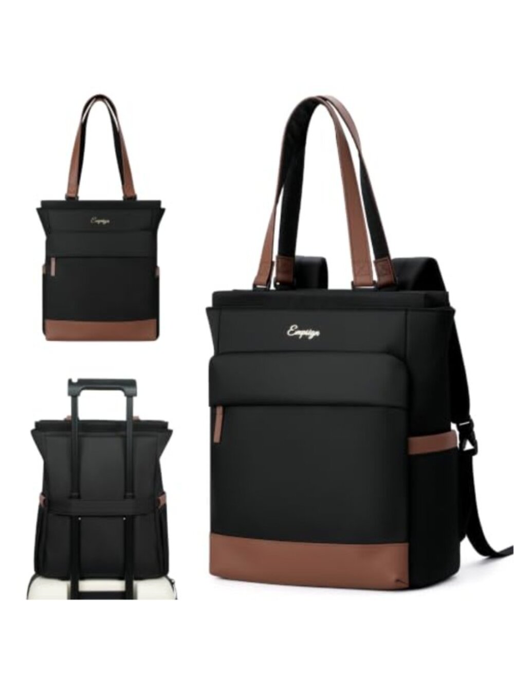 Convertible Tote Backpack Fits 15.6" Laptop Water Resistant Travel Work Bag